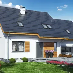 Projekt domu parterowego 120 m² z garażem i poddaszem użytkowym - szafranowy z katalogu Muratora