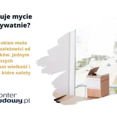 Sprawdź mycie okien cennik. Kobieta w pomarańczowych rękawicach czyści okno, obok kartony.