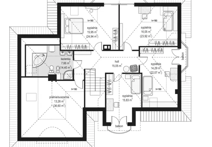 Dom parterowy z poddaszem do 100 m², na planie kwadratu - Katalog Muratora