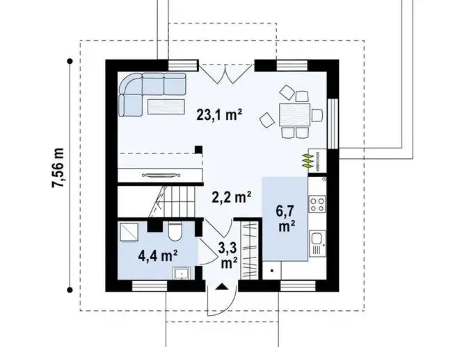 Dom jednopiętrowy do 70 m² - projekt Z264D z kolekcji Muratora, wybudujesz bez pozwolenia