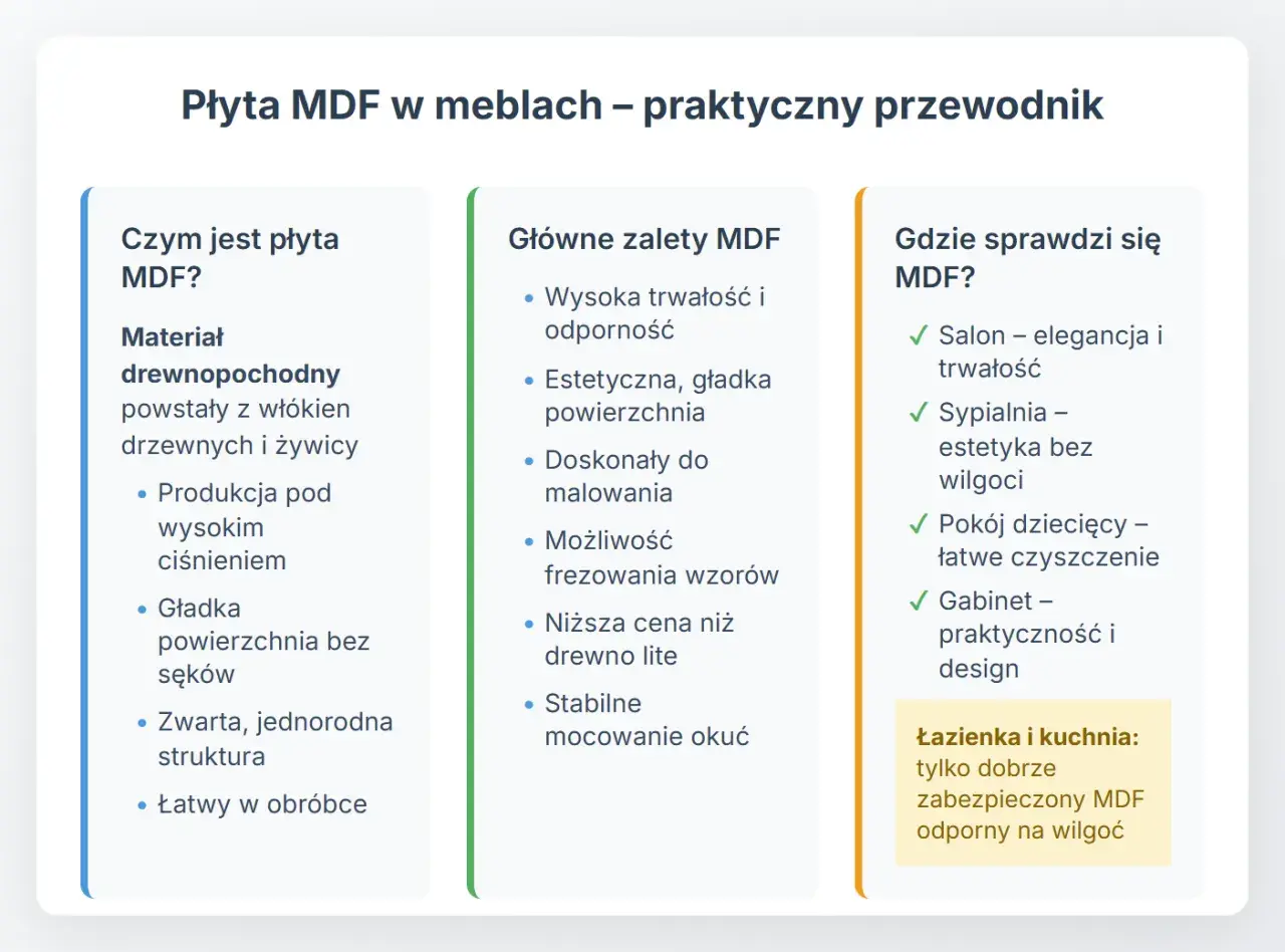 Płyta MDF: co to jest, jej zalety i zastosowanie w meblach. Materiał drewnopochodny, trwały i estetyczny.