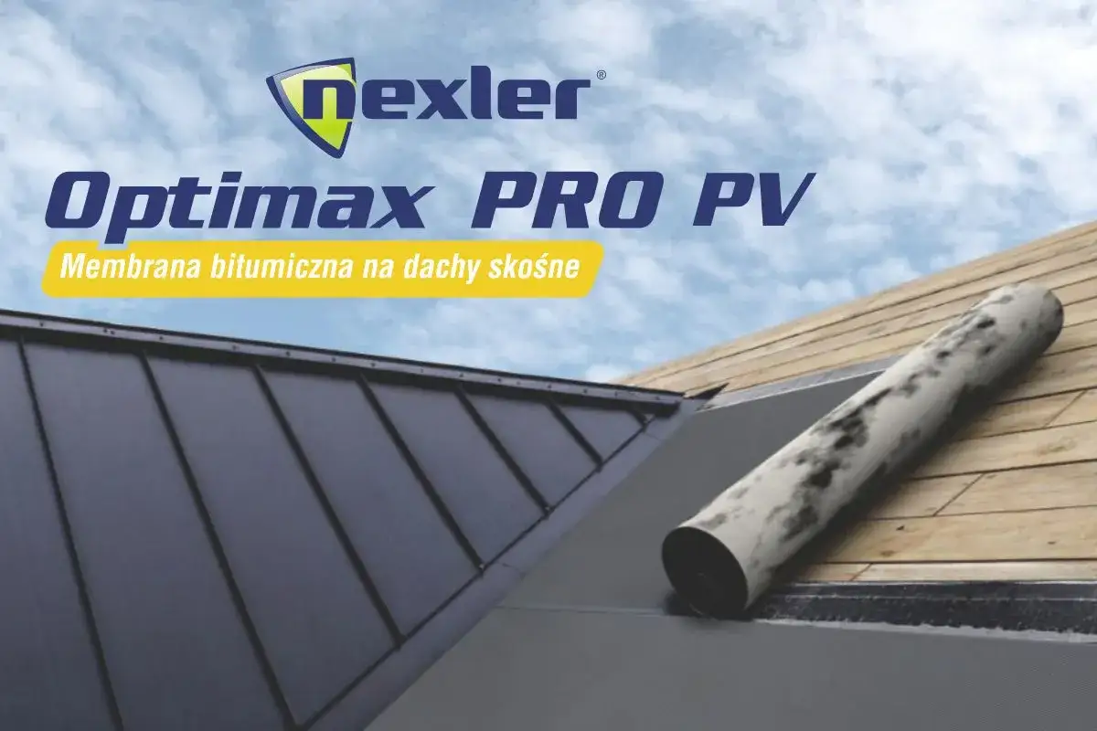 Membrana Optimax PRO PV na dachy skośne. Rolka membrany bitumicznej na drewnianym podłożu dachu.